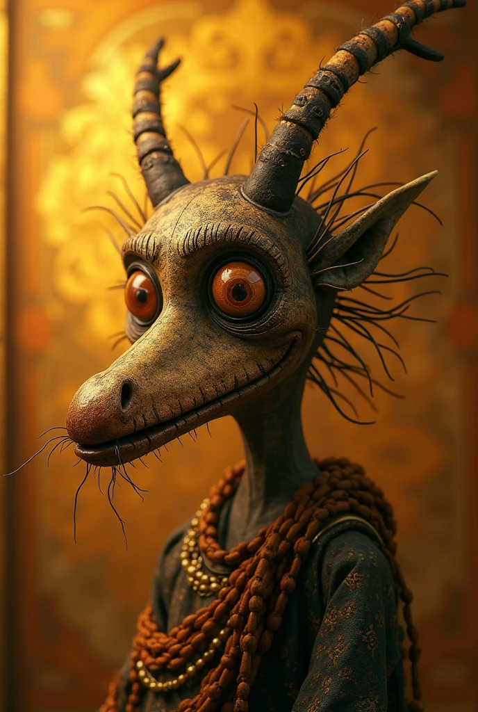 un caracol, sobre una roca, evil, crazy smile, reflection light