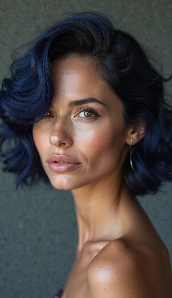 Woman with shoulder length black curly hair playing in anime blue lock