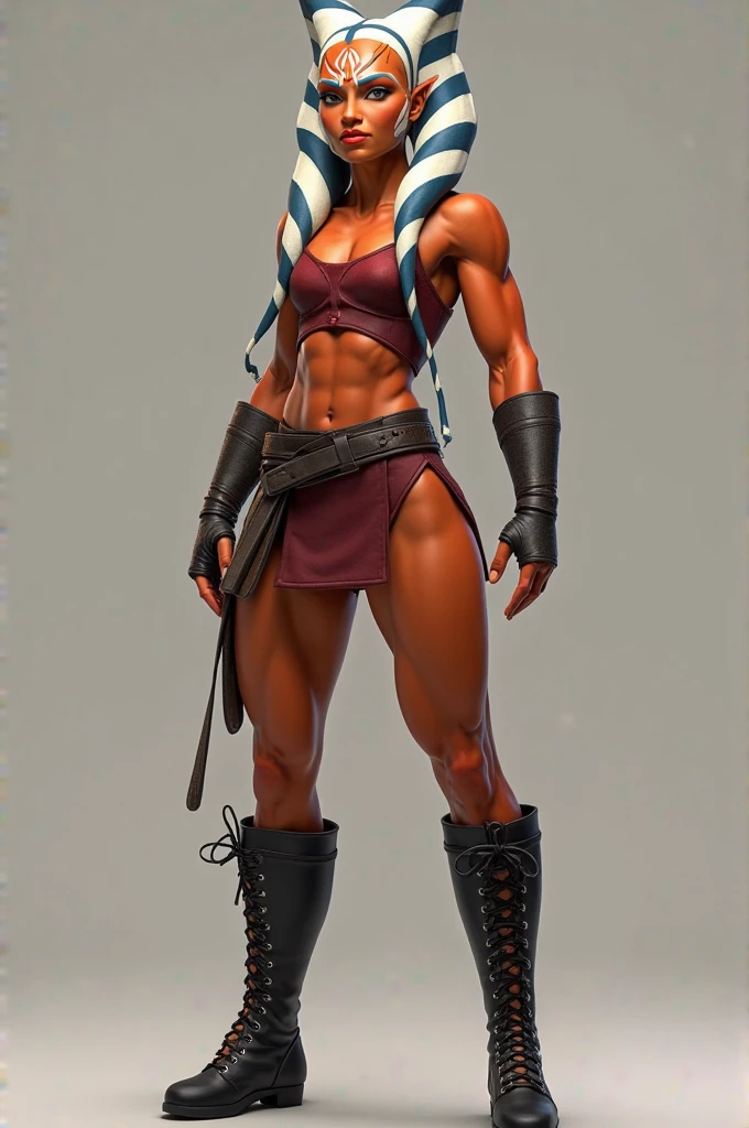 A photo of sexy beautiful female orc, flexing warrior full body, close-up shot, looking to side,