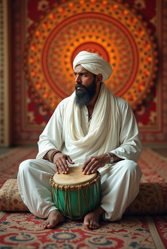 Creating a thumbnail involves visual elements which I can't directly generate, but I can help you conceptualize it. Here's a description you might find useful for creating your thumbnail:
**Thumbnail Description:**
The thumbnail features a serene scene inside Gurdwara Sri Sis Ganj Sahib. In the center, a man with a long beard and wearing traditional Sikh attire is passionately playing the nagara (large Indian drum), his eyes closed in concentration. The background showcases the interior of the gurdwara, with intricate architectural details and soft lighting to create a peaceful ambiance. The focus is on capturing the spiritual and cultural essence of the moment.
This description should guide you in creating a visually appealing thumbnail that captures the essence of the setting and the activity.