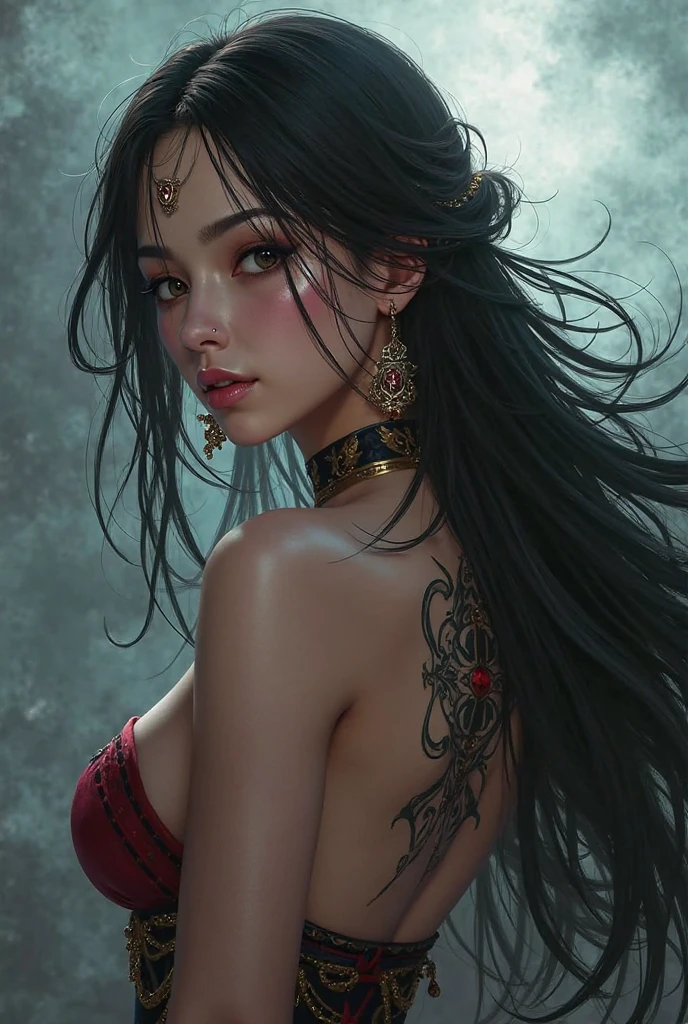 devil,Warrior,Beauty,Beautiful black hair,luxury,wonderful,elegant,complicated,High detail,Digital Painting,Art Station,Concept Art,Sharp Focus,Illustration,Art by Ross Tran,sexy ultra micro bikini,Perfectly beautiful big bust,beautiful abs,Perfectly beautiful designed and detailed face,Perfectly beautiful hair,disaster々Cool atmosphere,Perfectly beautiful and balanced body,silky and beautiful skin,Perfectly beautiful and balanced face,have a magic wand in hand, Perfectly beautiful designed and detailed tattoos,Perfectly beautiful designed and detailed a little face war paint,Use magic,full body photo,disaster々Cool atmosphereのアクセサリー、disaster々Cool atmosphereの髪飾り
