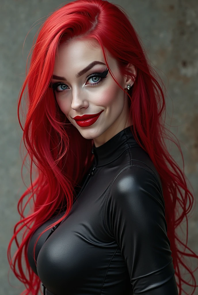 RAW photo of a caucasian  woman,red hair,masterpiece, sharp, ultra detailed, 8k, ((soft dimmed light)), rich castle room,perfect teeth, details lips,  one woman, angle view, best quality, (high detailed skin:1.2),8k uhd, dslr, soft lighting, high quality, film grain, Fujifilm XT3, intricate detail, make up,  (classy), posh, (rich) ,fangs,