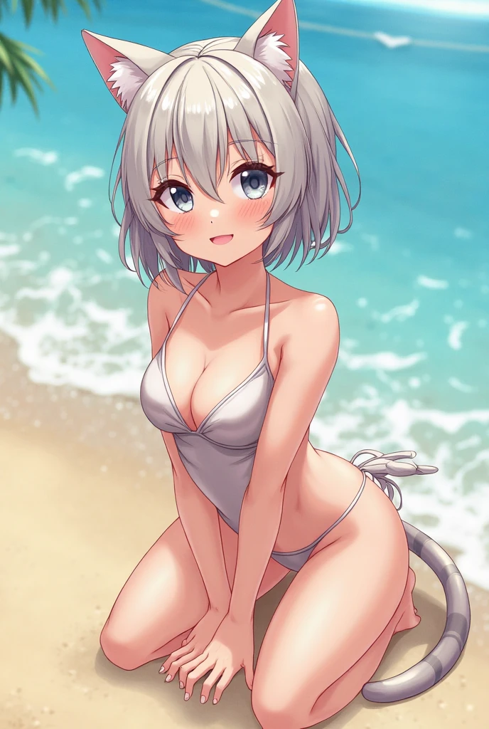 NSFW,(super fine illustration,8k cg wallpaper,highest quality,very detailed,ultra high resolution,best aesthetics,anime colored),(cowboy shot,From front),1girl,IdolMaster,(((anastasia)), (,beautiful girl,cute girl),(beautiful blue eyes),(beautiful silver hair), (((extra short hair))),((((mullet hairstyle)))),(wet hair), (wet skin),(dark skin, tanned skin:1.5),((nude)),(slender),(midium breasts), ((pubic silver hair:1.3)),(bsp, pussy juice dripping,pussy, pussy slip,no makeup, sweaty body),(no bra),(no panty), ((spread legs)),(((open pussy:1.3))),((steam)),(scatter sweat),(embarrassed,smile), (open mouths),(((one eye closed))),(tongue out),(saliva trail),(cum on body:1.5),(cum on face:1.2),(cum on hair:1.3),(Bukkake, cum on mouths:1.1),(cum on pussy:1.3),(summer beach),(lying on beach mat),(beach parasol),((sex,missonaly,pov)),