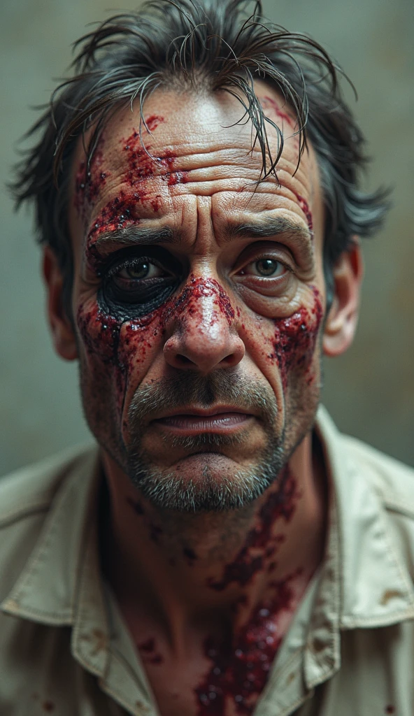 Dead zombie man, depth of field, bokeh