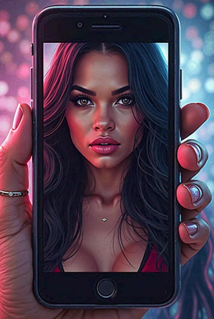 Logo related to seductive girl with phone in hand named PINK agency