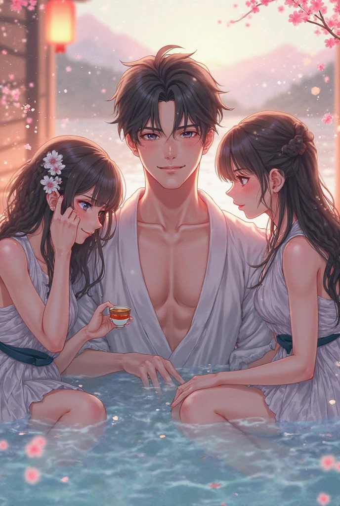 Edo PEriod ,in the Japanese bath room , ((various sex)) , various angles , various top and bottom angles , nude , boob  ,(( sex with a man)) ,((nezuko))