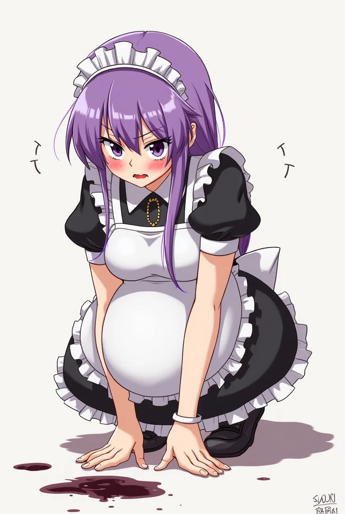 Un primer plano de un personaje de dibujos animados sosteniendo un objeto grande, Anime Cat Girl en un disfraz de sirvienta, small curvy loli, Chica de anime con disfraz de sirvienta, cosplay de un catboy! Sirvienta! vestido, Anime Maids montando tanques tempranos, loli, Ella tiene un vientre redondo y gordo y tembloroso, Thicc, Loli en vestido, Traje de sirvienta