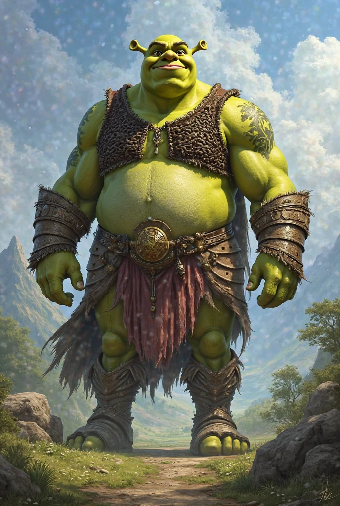a male elf, eyes, pointy ears, erected, FAT stomach, dominant, head up, strong and fleshy upper body, lines of movement. ultra detailed, shorts, belly button