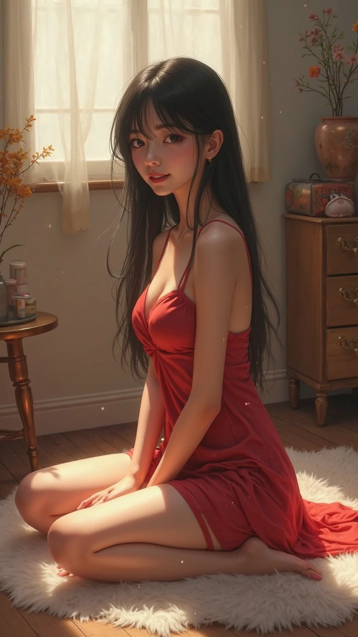 Cool Beauty Beauty Serious Theme, ulzzang-6500-v1.1, (Raw photo:1.2), (Photorealistic:1.4),Seen from below, Beautiful detailed girl, Beautiful breasts with neat lower body small breast proportions, Very detailed eyes and face, Beautiful detailed eyes, ridiculous, incredibly ridiculous, huge file size, super detailed, high resolution, very detailed, top quality, masterpiece, venue with a lewd atmosphere, ((Japan girl underground idol)), illustration, very detailed, cg, unification, 8k wallpaper, wonderful, fine details, (tiny little breasts, the most lewd expression sexually aroused with eyes closed), small breasts, beautiful lower body neat and beautiful proportions, (17-year-old girl with a sensual look, no makeup) masterpiece, Top quality, highly detailed CG uniforms 8k wallpaper, light on face, boyfriend bed in the dark, 17 year old girl disheveled outfit mini nightgown, with sensual expression (no panties) (no bra)), (((Lying down with hands up on the bed)))), (Show small breasts), (half), disheveled outfit is sexual miniskirt Japan girls' high school uniform) ((( No panties) (no bra)), (lying with hands raised on a bed in the dark, exposing soft skin) (Composition is a pose of a 17-year-old girl with a sensual expression leaning against a pillow on the stage bed and lying with her hands raised) (red dog collar around her neck and leash leash)) (Lying down with hands raised) (ecstatic sensual expression), (Sensual expression 17-year-old girl, no makeup) disheveled nightgowns ((without panties)), (sexual dynamic pose))), (camel toes), (hands extended up), (legs open and thighs o-open), (hands stretched up), (show unobstructed crotch), (red pantyhose), (no panties)), (legs bent at the knees)) ((legs open and open to the thigh))) ( Red lighting on the left side of the screen, dark areas with shadows on the right) (strobe lighting) (arms turned back) (red lighting on the left side of the screen, dark areas with shadows on the right) (extreme shading) (glittering red