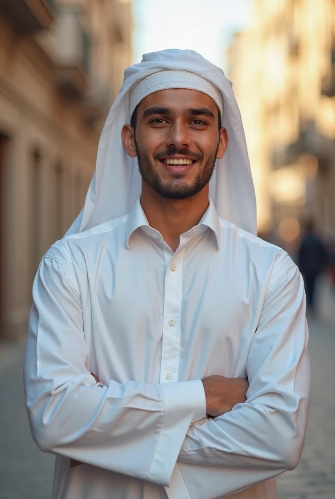 Cute Arab guy at smiling