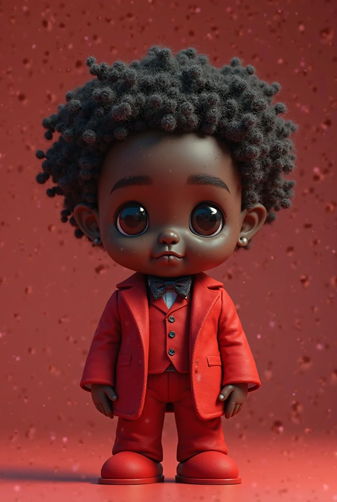 A black boy wearing steampunk school clothes, red eyed vampire braids.