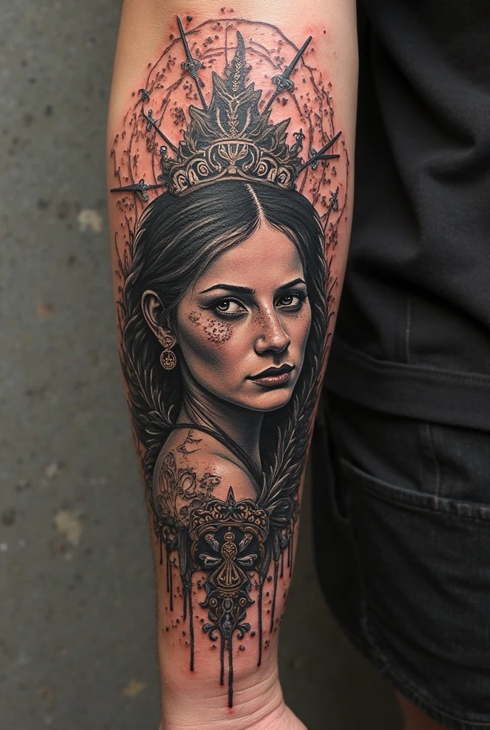 Tattoo for women with a spider and a bat