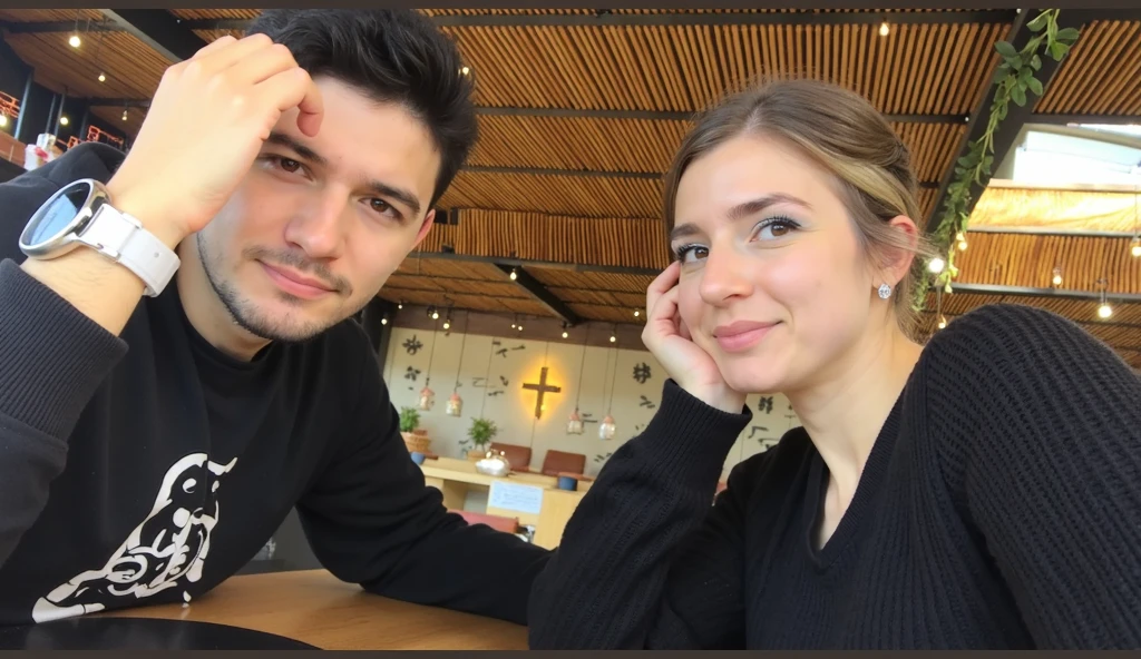 There's a man and a woman taking a selfie in a city, imagem de perfil, vacation photo, foto de perfil, Postagem no Reddit, Directed by: Nandor Soldier, na cidade, foto de rua, na rua, they are in love, Casal feliz, foto do perfil, na rua da cidade, em uma rua, Thomas Anthony e Malika Favre