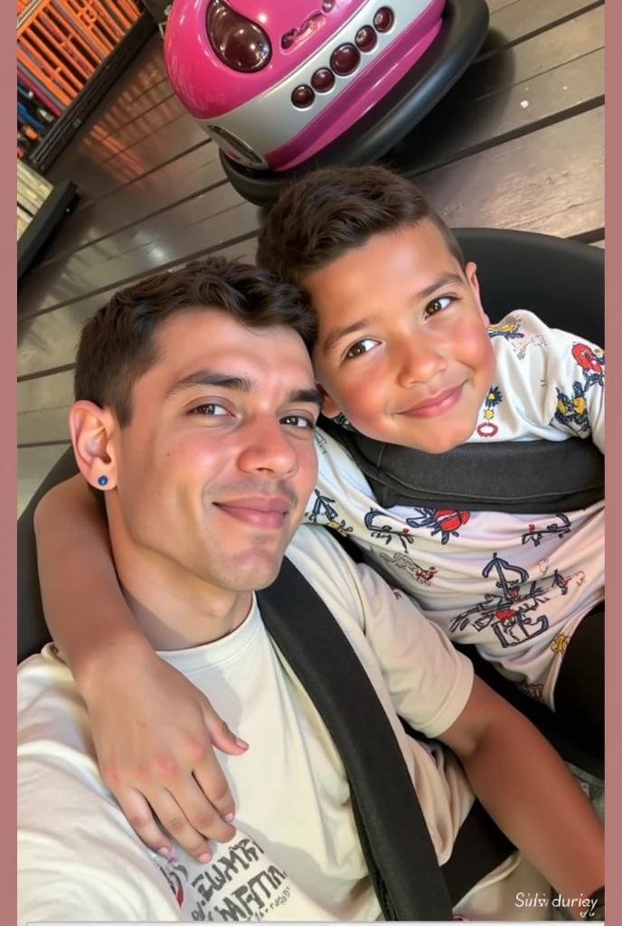 There was a man, with a child, sitting on the train, 8K selfie photos, children