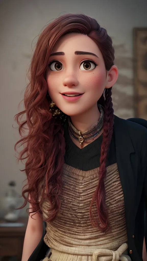 <lora:disneyprincesspack:0.6>, Anna, wearing plum color turtleneck and dark skinny jeans, auburn braids, city street, street fashion, <clip:skip:2> || skin, hair, clothing, masterpiece, 8k, high resolution, shallow depth of field, sharp focus