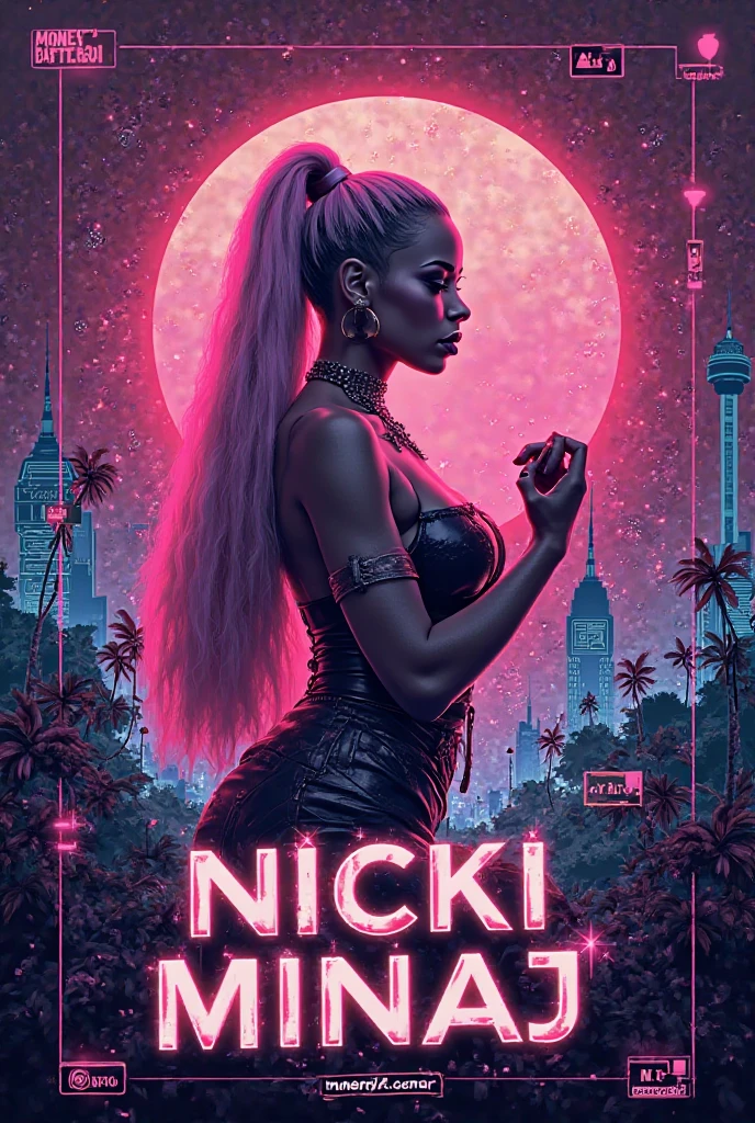 Asian Girl Rapper, super pretty, face_tattoos, dark car, lamborghini, night street, action, cartoon, Album cover, "NOCTURNAL", Letters say NOCTURNAL, Album Cover, dark, comic style, gangster, tech wear outfit, dynamic