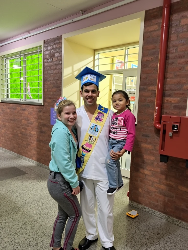 (an old man standing beside a sexy little latin girl about 8 years old in a classroom), she is wearing very tight mini short, ass