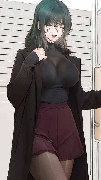 Beauty、little black bra、Black pants、The vagina is transparent