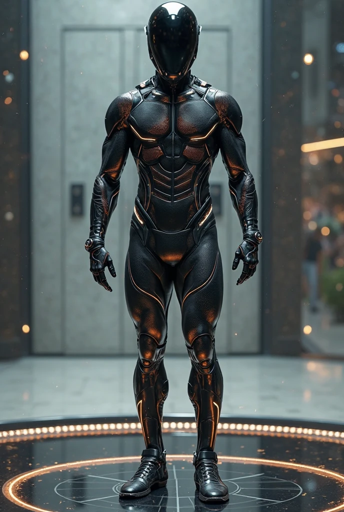 Homem de terno preto parado em frente a uma cidade, cybernetic suit, cyber suit, cybersuits, armadura brilhante elegante, sci - terno fi, science fiction suit, armadura de prata elegante detalhada, armadura prateada elegante, Ciborgue e detalhes do fio, silver cyber armor, cyber fight armor, Sci - Armadura de Fi:! musculoso, usando armadura futurista, diverse cybersuits,