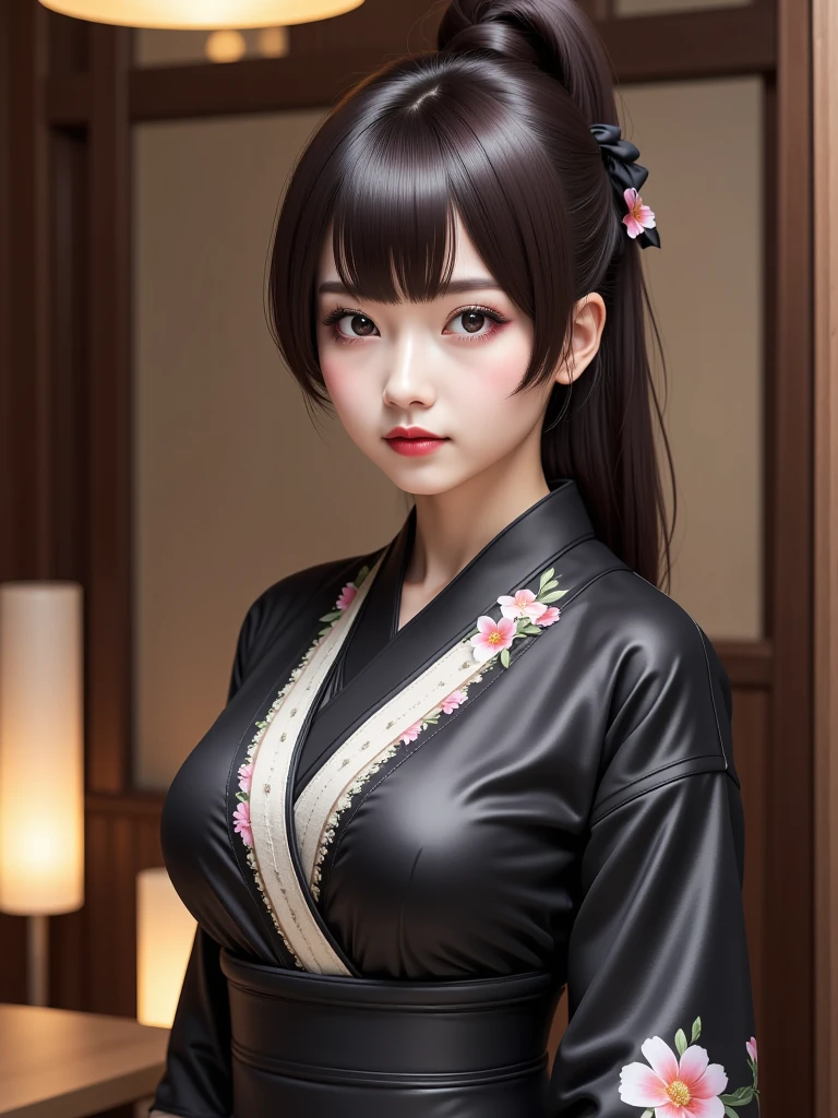 a close up of a woman with a geisha make up, full body, beauty geisha, remarkable geisha make up, geisha, kabuki makeup, cyberpunk geisha, geisha makeup, geisha make up, japanese geisha, geisha hairstyle, ghost in the shell geisha robot, inspired by Otake Chikuha, portrait of a geisha