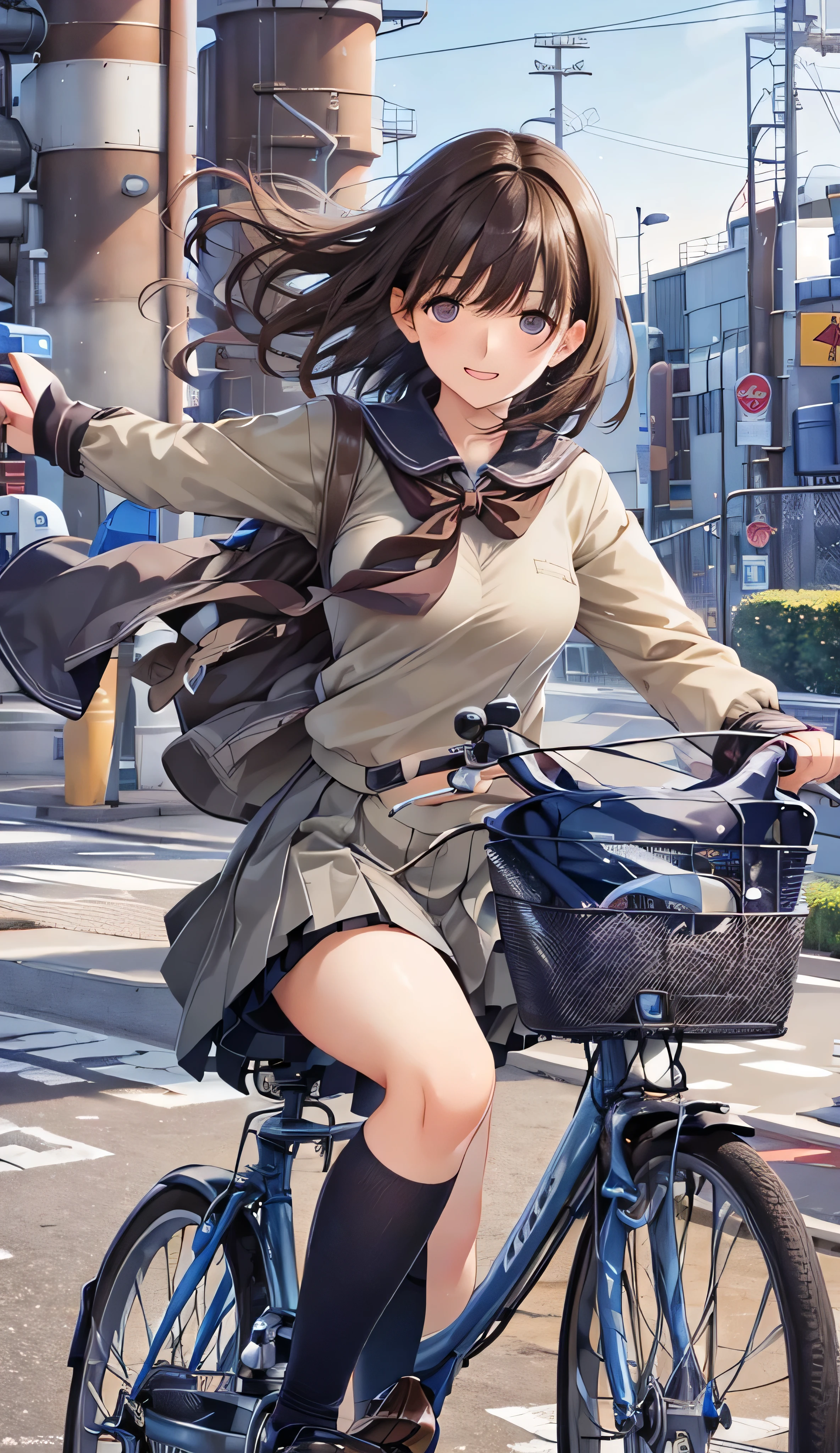 anegasaki nene、shiny brown hair, short hair, (beautiful brown eyes、Sparkling Eyes, fine grain)、smile、super detailed eyes、very detailed face, Highly Detailed M-Legged Eyes,



masterpiece、high image quality、high image quality、high quality、high image quality、  young woman、
ride bikes,     RUNNING SHORTS    , Abbreviate 2, Large Oil Refinery Illuminated at Night,  tilt-shift pictures  , Ulrich Lehmann  , Pexels Contest Winners, Photorealism, Nagasaki, Structural cityscape  ,  Detailed images of the virtual world ,   happy birthday