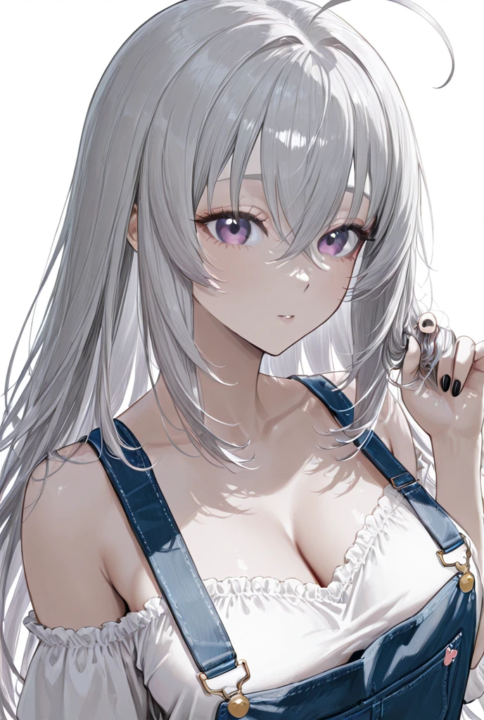 Best Quality, ultra-detailliert, Illustration, silber hair, Aimei,, embarrassed from,cute face,beutiful breast,Suspender skirt,casual clothing