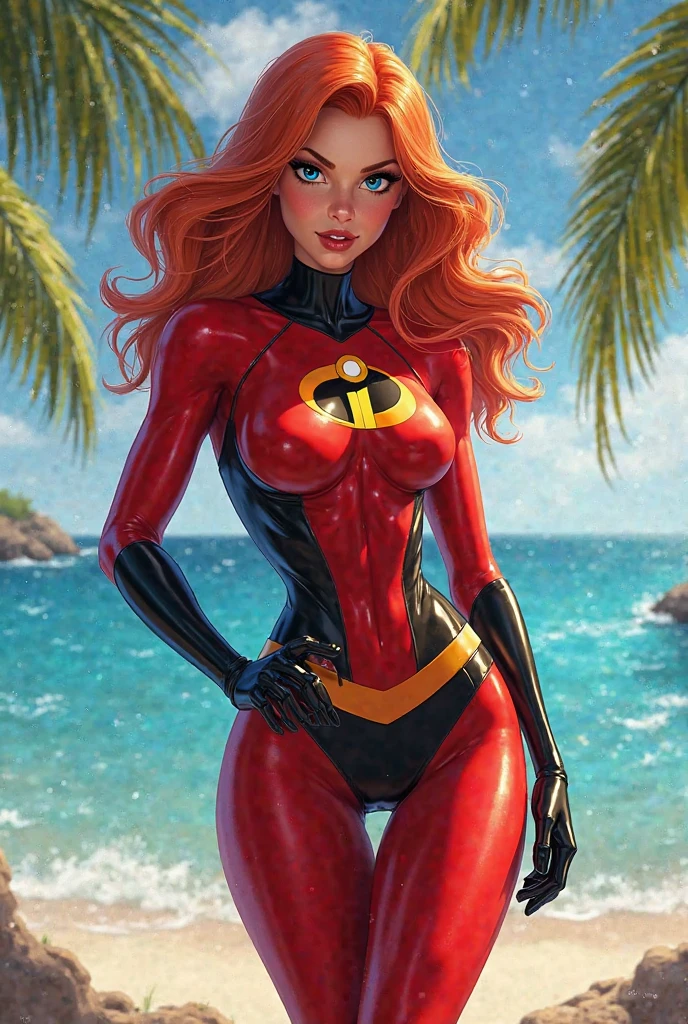 masterpiece), (portrait), medium breasts (aesthetics), ((28 year old girl with tattoo skin)), ((long, straight hair parted)), ((pretty, natural red punk hair)), thin eyes and open, blue eyes, round breasts, feminine, woman, feminine features, high quality, aesthetic clothing, professional angle, (rule of thirds), feminine features, solo, (attractive Korean woman), summer, (ink fog), (afternoon), (vibrant light), seductive posture, ((face looking forward)), red cropped top, long sleeve, long hip hop top, beautiful stylish black fluffy skirt ((Energy)), (Bold makeup), (Average breasts), Tanned skin, (Clothes with Hop hip details), (Cropped top), (Beautiful neckline), beautiful body, beautiful eyes, bright eyes, seductive smile, beautiful mouth, beautiful lips, (best quality, ultra detailed, photorealistic: 1.39 ), bright and vibrant colors, studio lighting, romantic expression, seductive, seductive, street near the beach, slightly inclined pose of cute girl