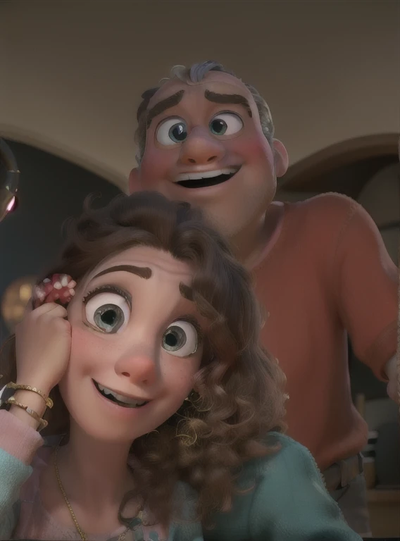 Estilo Pixar: The adult woman is holding a boy with brown eyes and short blond hair and in his other hand he is holding a toothbrush and is trying to brush the boy's mouth,3D Poster,Disney