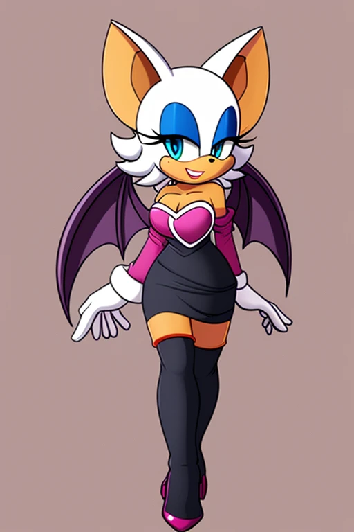 a digital artwork of Rouge the bat with abs wearing a crop top of her original outfit with a bare midriff and a bare navel , digital art, ((perfect face)), ((best quality)), ((masterpiece)), she has a tan midriff