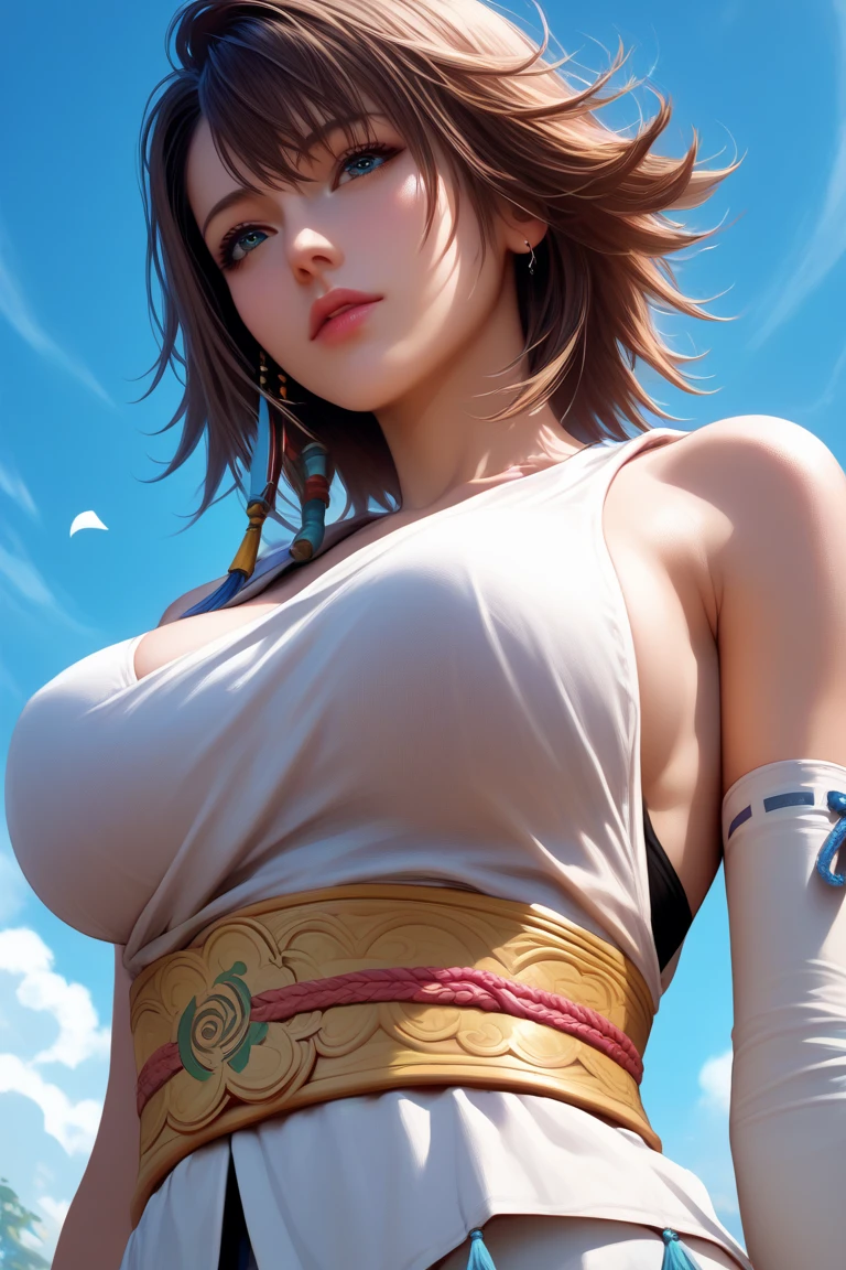 (masterpiece, highest quality:1.3)
Yuna FF10, 1 girl, alone, looking at the viewer, smile, short hair, blue eyes, brown hair, hair ornaments, green eyes, Are standing, whole body, , good, heterochromia, , Yuna (FF10)、全naked、All 、nakekwards、Turn your buttocks us、shrine、make your breasts bigger、geon all fours、