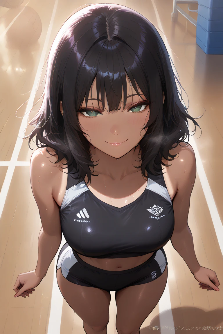 {{Girl Dark}} (Small Boobs) (Extra short Hair) (Black Hair) (Dark skin) (Red Eyes) (ropa deportiva)