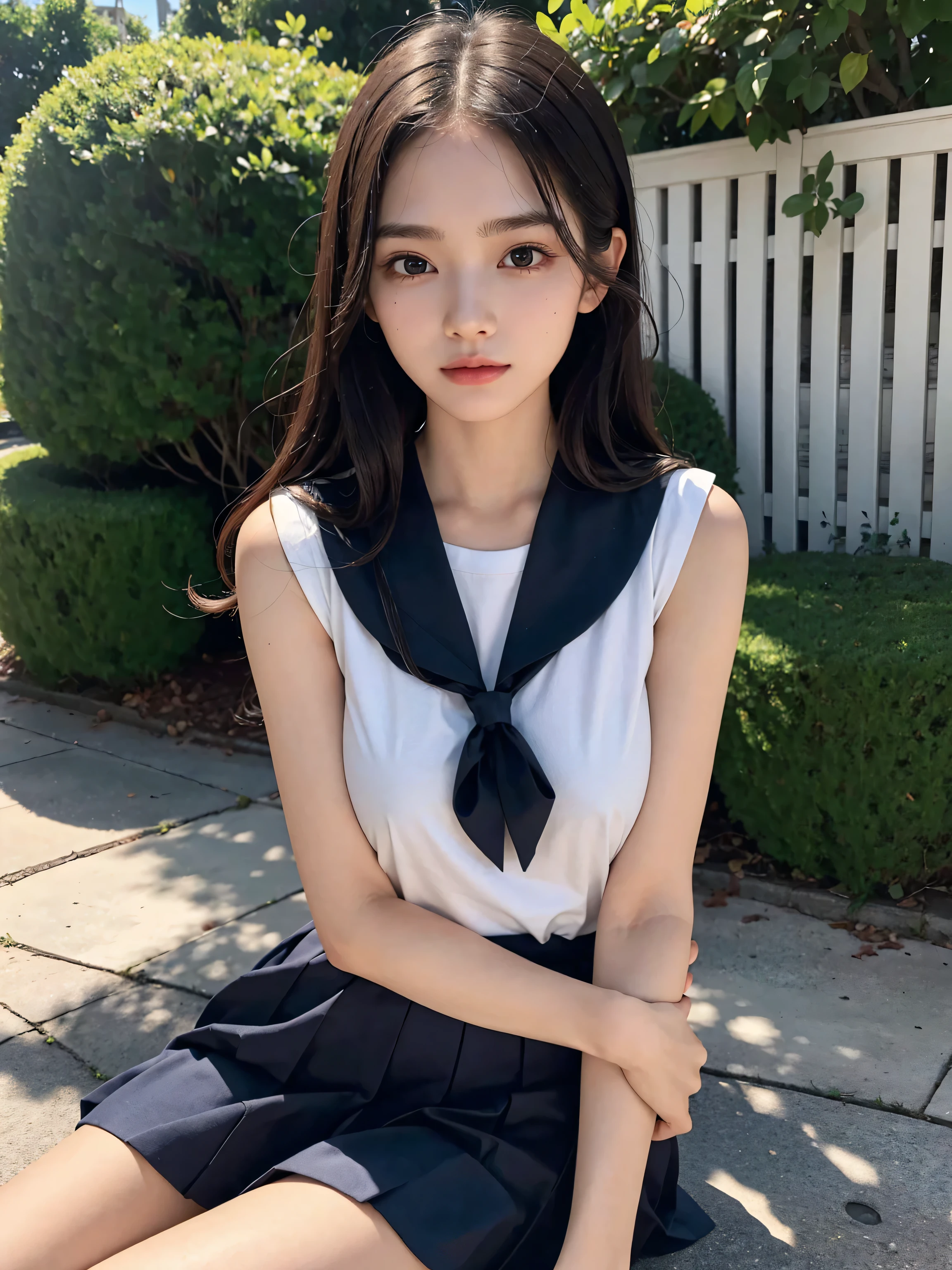 mix4, (8K, Raw photography, Top image quality, masterpiece: 1.45), (realisitic, Photorealsitic: 1.37), one girls, cute little, A city scape, natta, Sateen, Wetty, profetional lighting, photon maping, Radio City, physically-based renderingt, Gradient black hair, white hair, short curly hair, a handsome, girl with, (((Randomly generated plain clothes))), Top Quality Photos, hight resolution, 1080p, (clearface), (Detailed face description), (Detailed hand description), (masterpiece), (Exquisite CG)、extreme light and shadows、dishevled hair、master work、abundant detail、(Fine facial features)、(top quality photo)、(masuter piece)、(A detailed eye)、Look in front of you、Fine clavicle、((Slender big))、((Private School Uniforms、summer clothing、a sailor suit、a miniskirt)))、((In front of Shibuya Station))、((Wear a straw hat))、(Shooting from random perspectives)、(((Sleeveless)))、耳Nipple Ring、A big smile、Drawing the whole body from the knees、