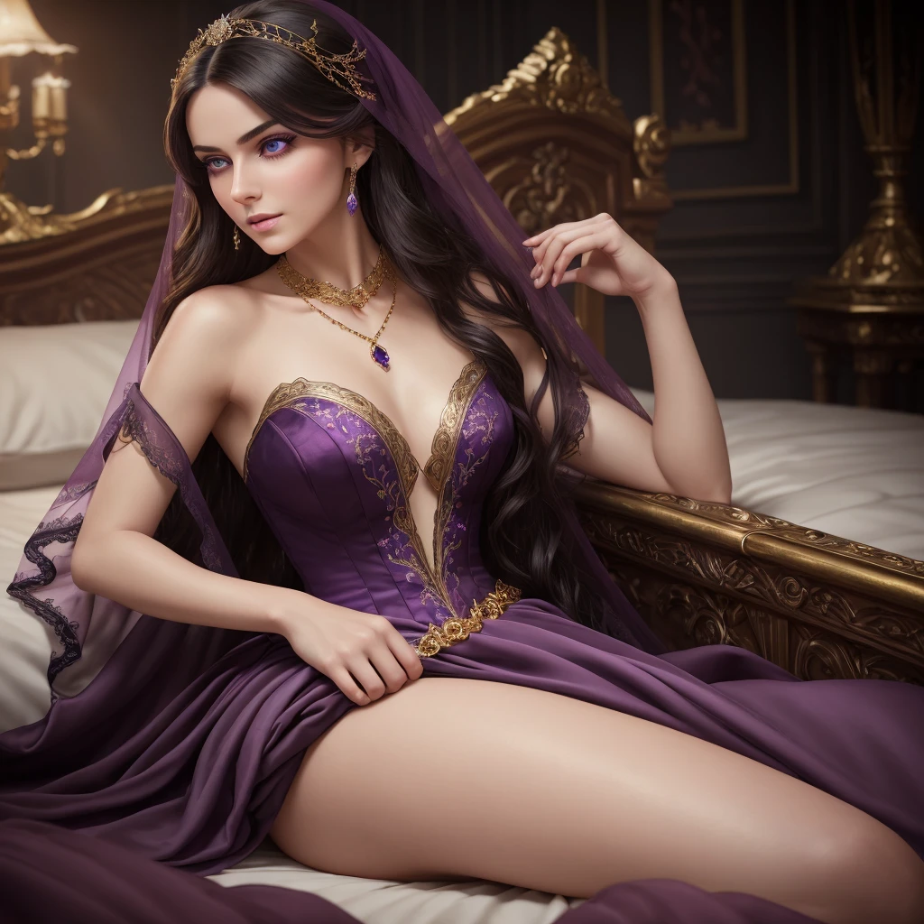 A sexy and accurate fortune teller, dressed in elegant, mystical clothing, with a confident and mysterious aura. The setting is an enchanting, softly-lit room filled with esoteric symbols, tarot cards, and crystal balls.
