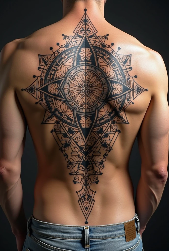 Man with Norse rune tattoo on back