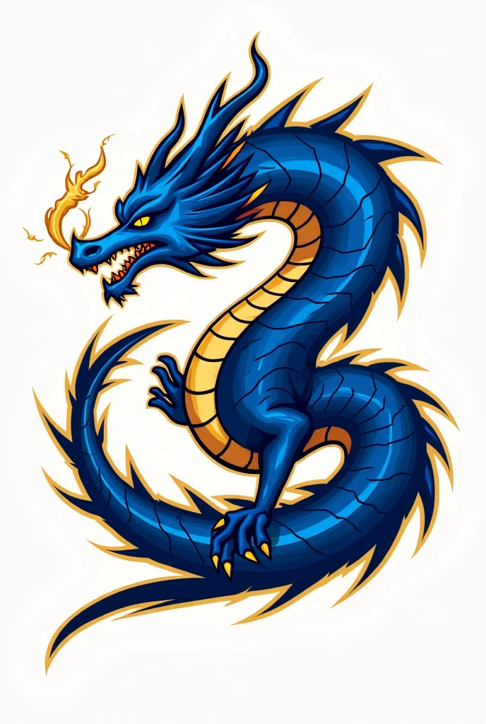 An oriental dragon,Dragon,Faucet,Horns on the head,fear,Scary,Huge teeth,ferocious,(side view:1.2),White background,cartoon,Second Dimension