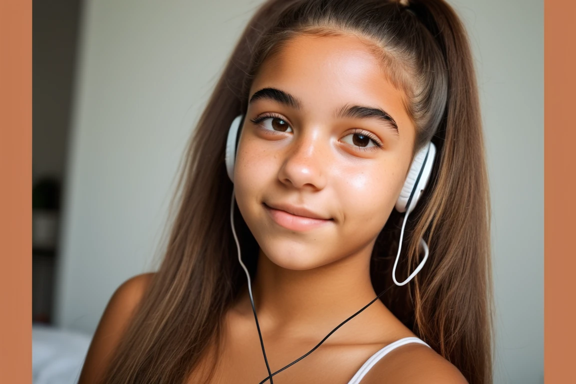  Beautiful indian Telugu girl with gaming headset and white t shirt and normal eye brows without makeup 