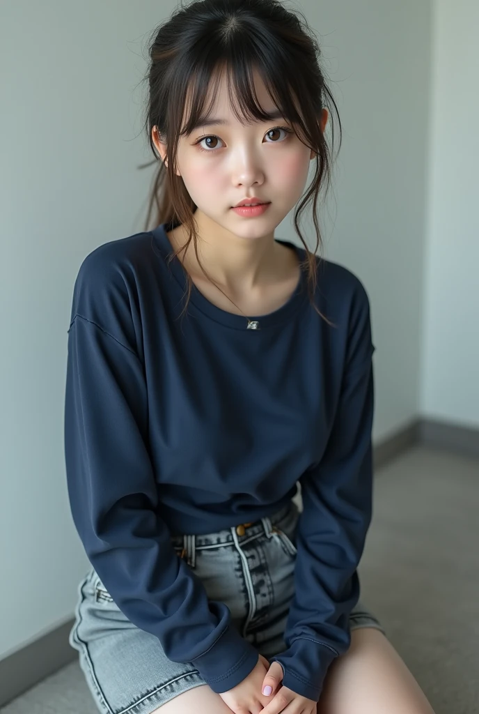Highest quality、masterpiece、Film Grain、Portrait、Analog Film Photography、BREAK、Perfect Anatomy、One Girl、Cute gestures、、Brown hair short cut、Hair swaying in the wind、Disheveled Hair、No makeup、Shy:0.1、young、Betwchild and adult、Small breasts、On the way to growth、large size white shirt、Beautiful contrast outfit、one summer day、sitting on a park bench、dusk、Enjoy the silence、My hair flutters in the wind、