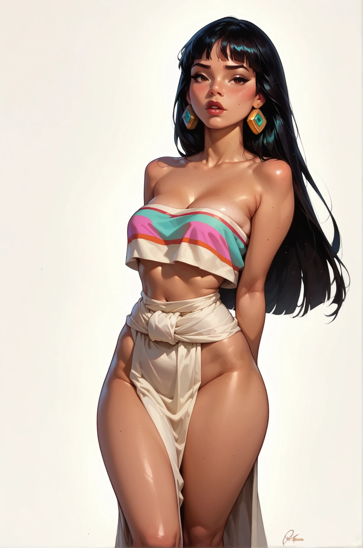 labios ligeramente abiertos, bikini