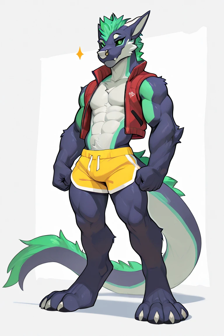 ((full body)),Male, robot Gray wolf, BLUE LCD eyes, long tail, big nipples, slim, sly, simple background,, smirk, bulge,Lift your legs