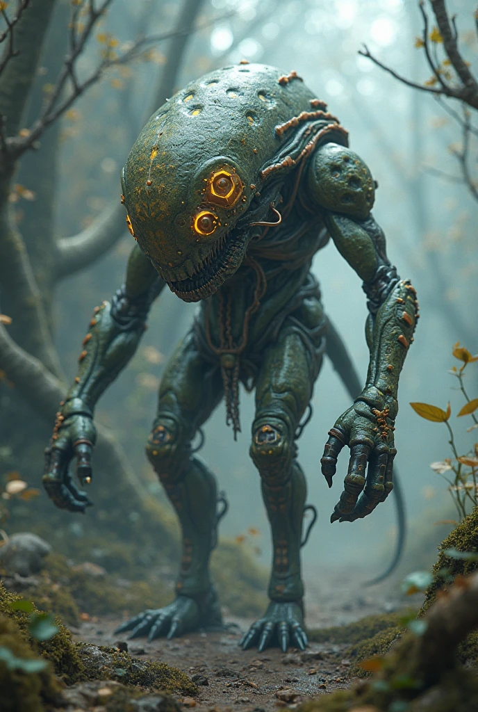 Neotech giant insectoid monster, An enchanted forest filled with sentient plants,, Great lighting, Bioluminescent,, Sharp focus, Shine, sf ネオトーキョー ソース, Megalopolis, Utopian, sf, Fantasy, Dystopia, Trending on Art Station, artstation hd, Art Station HQ, Patreon, 4K, 8k