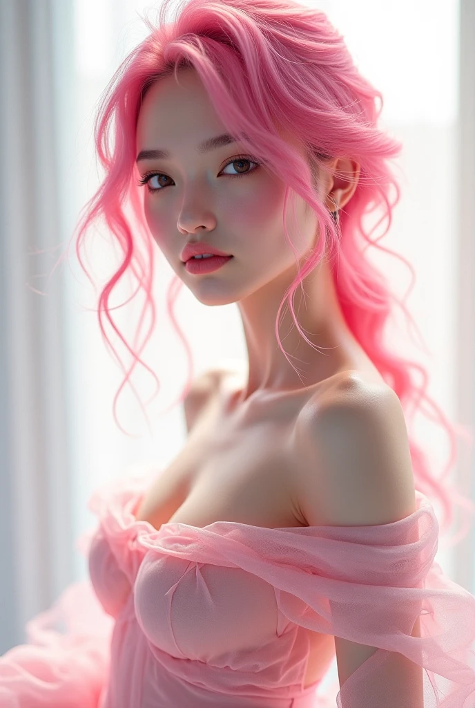 (show your butt hole:1.3),(Pink Hair :1.3),(masterpiece:1.3), (Photorealistic, RAW Photos, Highest quality: 1.4), Skinny Japanese woman, 30 years old, (One Girl), (A vivid face), Detailed face, Detailed eyes, (Long Hair:1.3), (Realistic Skin), (Silver Camisole), Ultra-high resolution, Surreal, High definition,