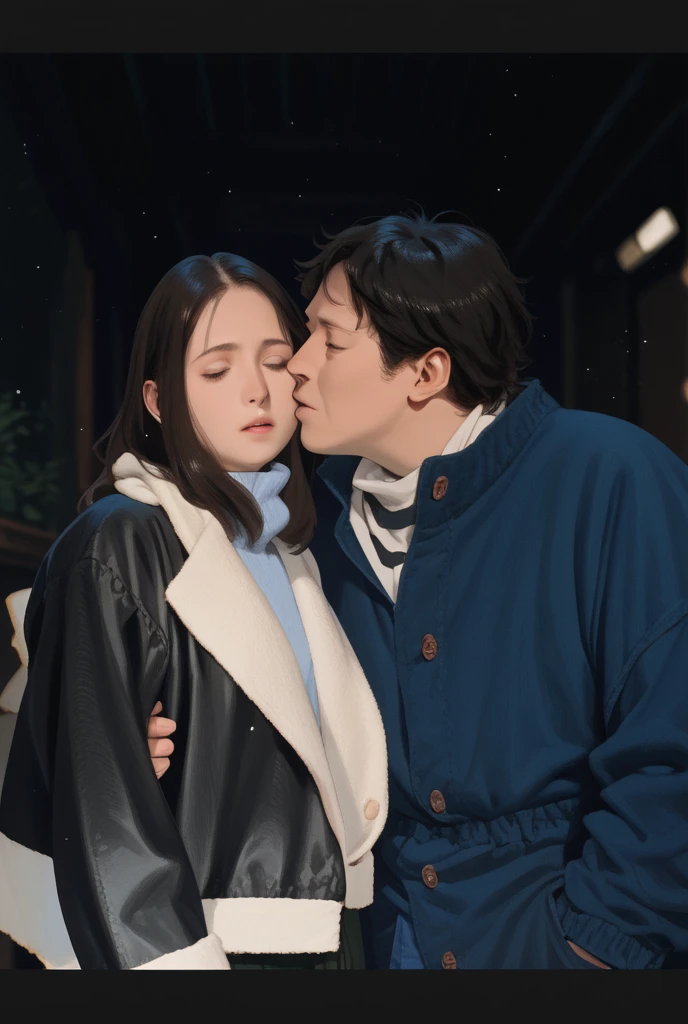 (Style-Cuddles:0.5), couple at a christmas at an office, (masterpiece) (best quality) (detailed) (8k) (cinematic lighting) (sharp focus) (intricate) (HDR)