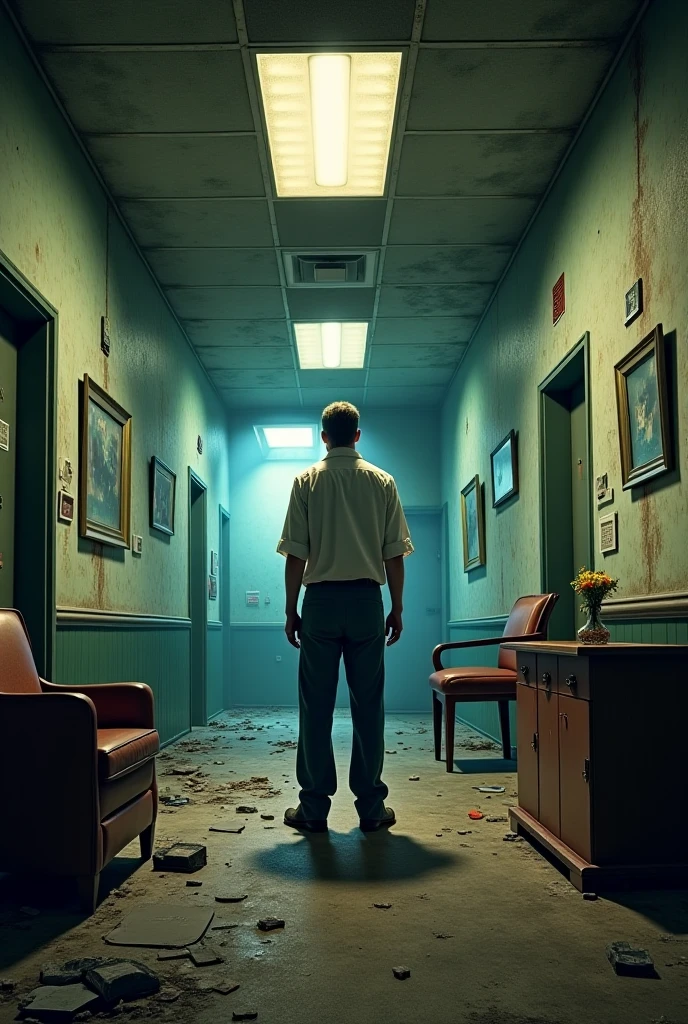 Abandoned hospital, man finds a room with weapons