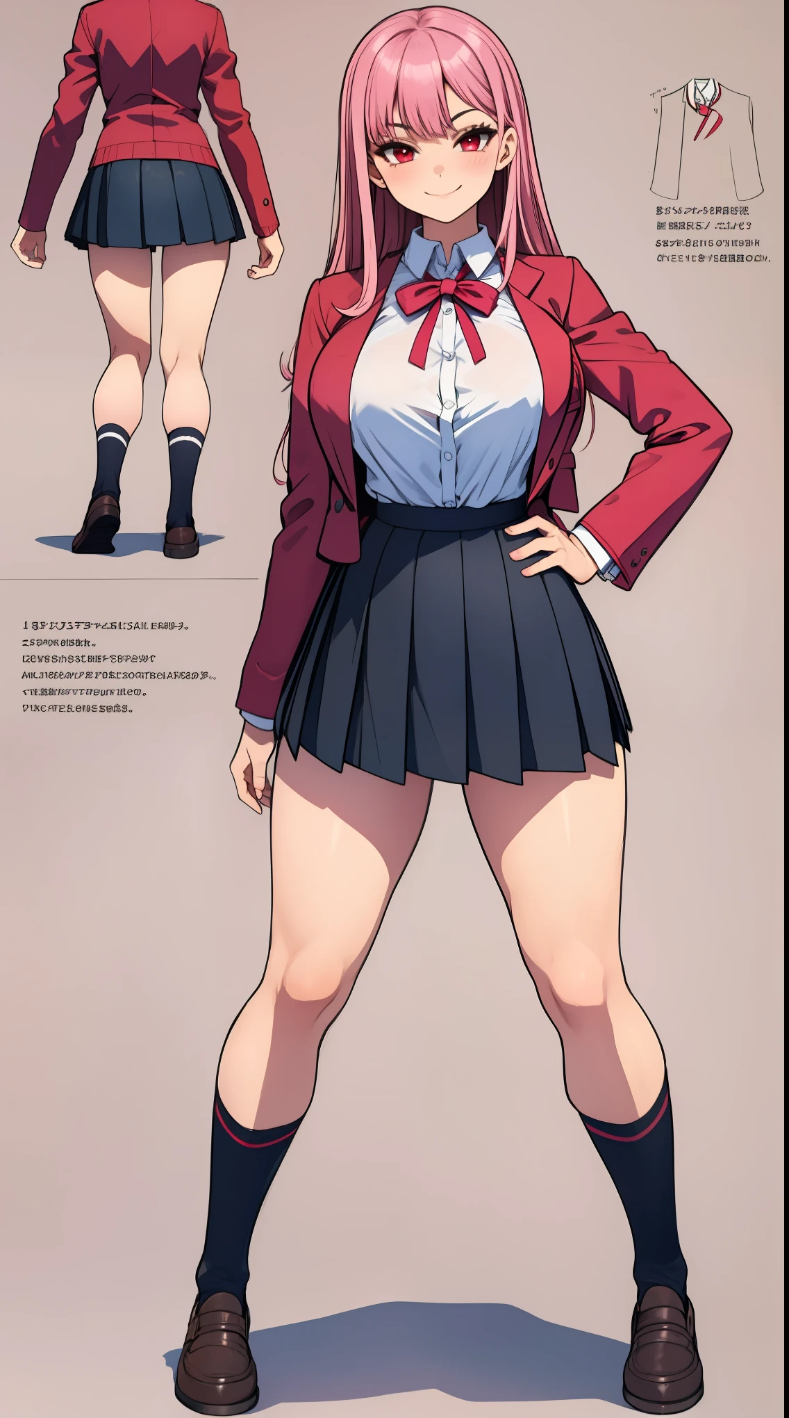 girl, alone, whole body, From head to toe, Are standing, (Huge_chest:1.3),
Character design sheet, Character Reference Sheet, 設計図のSchematic, Drafting, Blueprint, Schematic,
((Character design sheet:1.7, Character Reference Sheet:1.7,)),
anime/cartoon character wearing a girls , 1girl, alone, Thigh-high socks, blazer burezaa (blazer), Ahoge, Long Hair, bow, , shoes, loafers, ribbon, (Very short skirt:1.4), (panties:1.5),, (Good:1.7),(In underwear:1.8),nsfw,Full nudity、