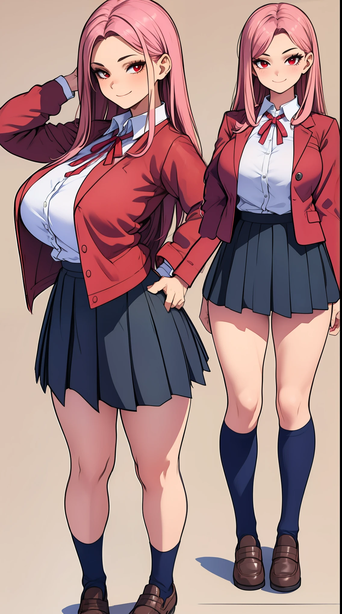 Anime girl in school uniform with pink hair and a white shirt - SeaArt AI