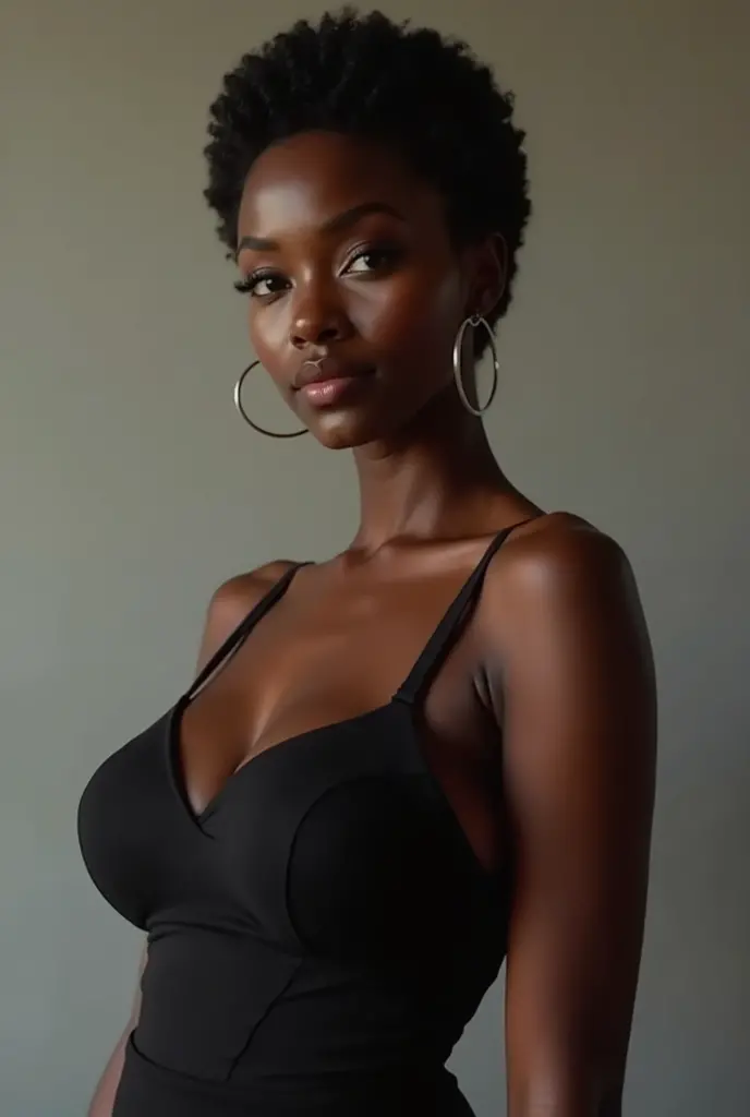 22Old Jamaican Beautiful Black Woman、big eyes double eyelids、dark skin, red lip, full body, white nude, face front, light in her face, photo real, super realism, black short straight hair, no back ground
