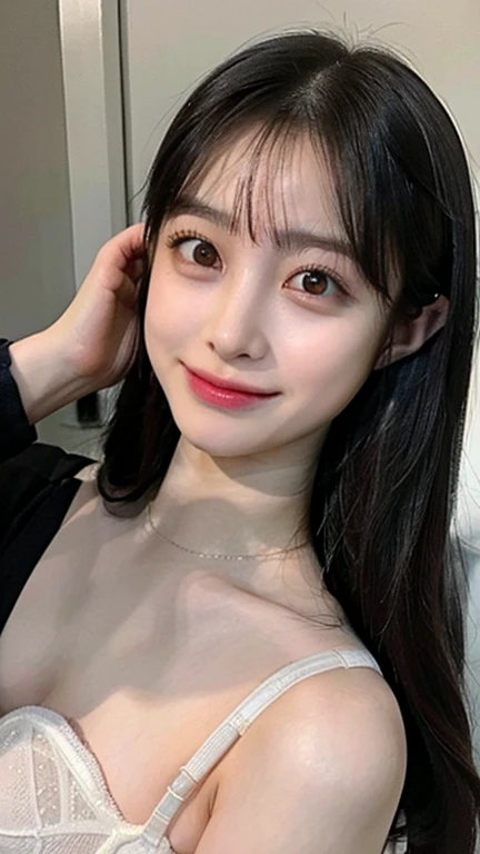 muste piece, highest quality, figure, super detailed, finely, High resolution, 8k wallpaper, Perfect dynamic composition, beautiful and fine eyes, Long sleeve off-shoulder with random colors and designs,medium hair,small breasts,natural color lip, bold sexy pose,smile,latest office、20 year old girl、cute、sexy shot looking at camera,perfect and beautiful face and fingers,Take a close-up photo of your face,Take only the face、blur the background、anatomically and physiologically correct body、beautiful detailed face、perfect and beautiful double、small face