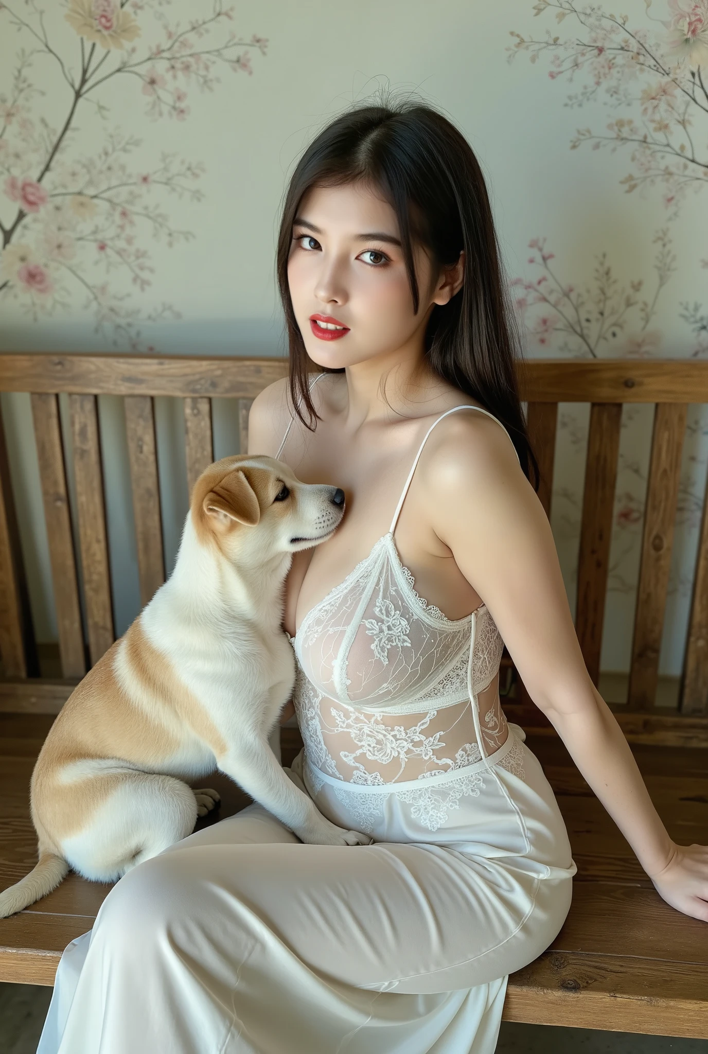 ((top-quality、in 8K、​masterpiece:1.3、Raw photo))、Super high quality photos, Female idol riding in a hot air balloon gondola flying over the jungle、Very beautiful Japan idols, Slim legs, Wear a see-through shirt, ((nipples are protruding))、((camel's toe)), Under the balloon is a vast tropical jungle, (Photorealistic: 1.4), (hyper realisitic: 1.4), (Realistic: 1.3), (Smooth lighting: 1.05), (Improved film illumination quality: 0. 9), 32K, 1 girl, 20yr old, (Quality Improvement: 1.4), (Realistic skin texture of the highest quality: 1.4), Narrow eyes, Narrow face, Fine eyes, (Strengthens the atmosphere of the body line: 1.1), (Beautiful skin texture enhancement: 1.1), Cinematic lighting、camel's toe、A single vertical line cuts into the center of the panties、See-through pubic area、((Female idol riding in a hot air balloon gondola flying over the jungle)), ((Perfect beauty)),