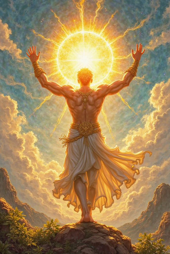 sunflower god, the almighty creator of the entire universe, Larger than all galaxies, Graphical representation of a hyper-detailed giant energy cloud in the middle of the universe, Super sharp, hyper realisitc, iintricate, 32K, Realisticstyle