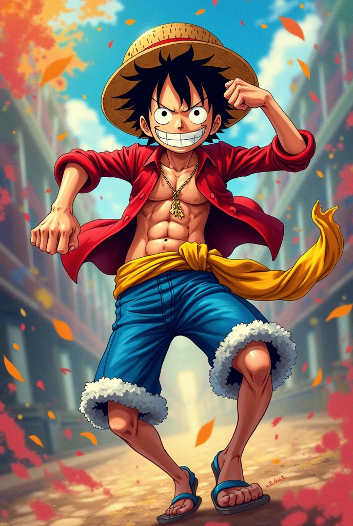 Gear 5 Luffy kicking beggars